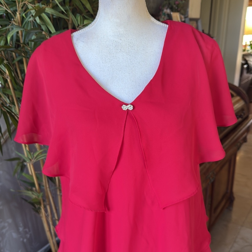 Coldwater Creek ladies fully lined ruffled layer dress size 16 excellent condi - Picture 14 of 16